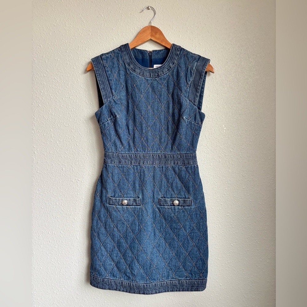 Veronica Beard Ginny Sleeveless Denim Topstitch Mini Dress - Picture 5 of 11